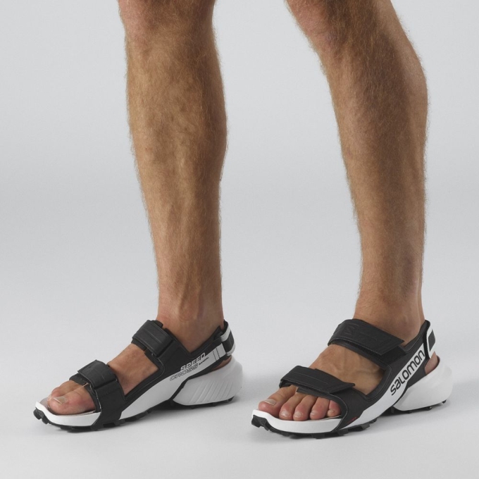 Black / White Salomon SPEEDCROSS Men's Sandals | AE-307YMNF