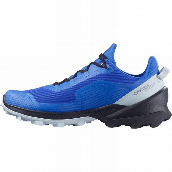 Blue / Black Salomon CROSS OVER GORE-TEX Men's Hiking Shoes | AE-612SAFD