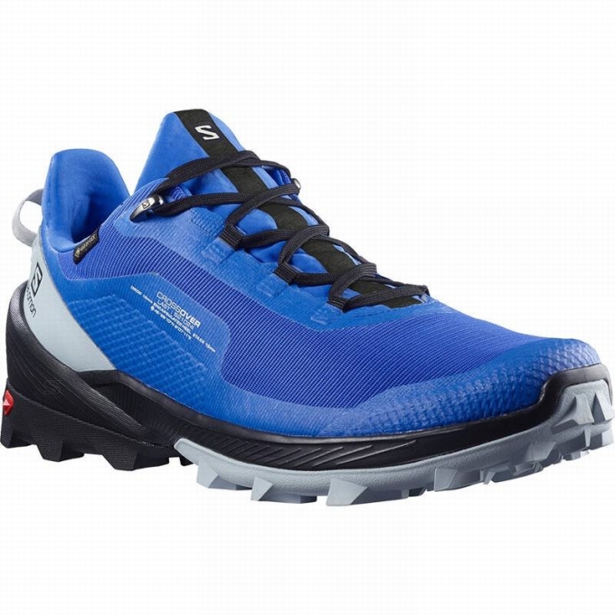 Blue / Black Salomon CROSS OVER GORE-TEX Men's Hiking Shoes | AE-612SAFD