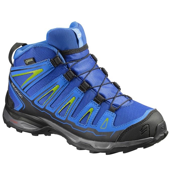 Blue / Black Salomon X-ULTRA MID GTX J Kids\' Hiking Shoes | AE-140MXWG