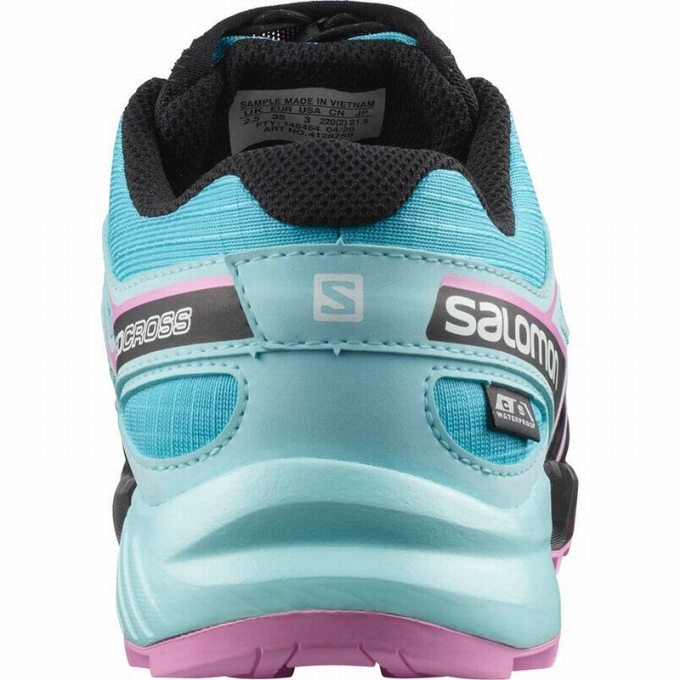 Blue / Brown Turquoise Salomon SPEEDCROSS CLIMASALOMON WATERPROOF Kids' Trail Running Shoes | AE-490SZDR