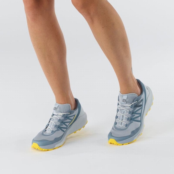 Blue / Lemon Salomon SENSE RIDE 4 Women's Trail Running Shoes | AE-321RXTS