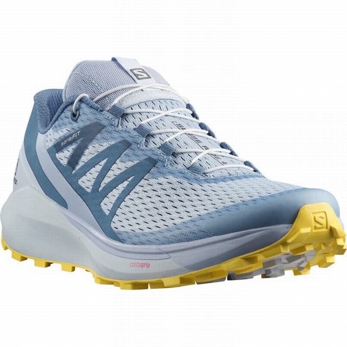 Blue / Lemon Salomon SENSE RIDE 4 Women's Trail Running Shoes | AE-321RXTS