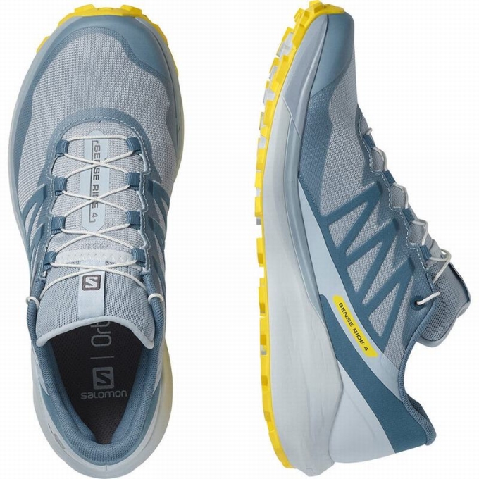 Blue / Lemon Salomon SENSE RIDE 4 Women's Running Shoes | AE-920SJUK