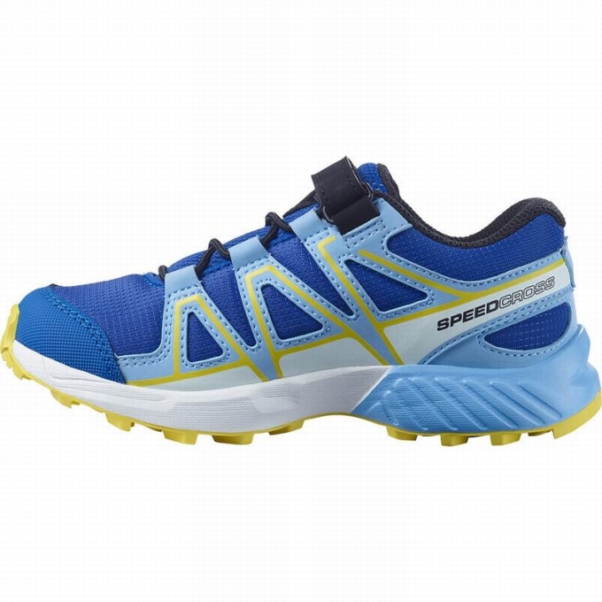 Blue / Lemon Salomon SPEEDCROSS Kids' Trail Running Shoes | AE-980BHFA