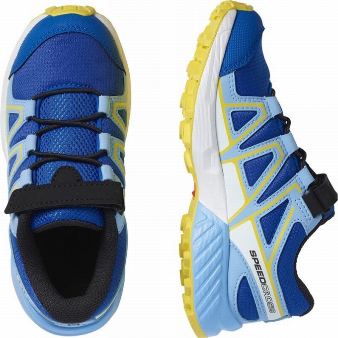 Blue / Lemon Salomon SPEEDCROSS Kids' Trail Running Shoes | AE-980BHFA