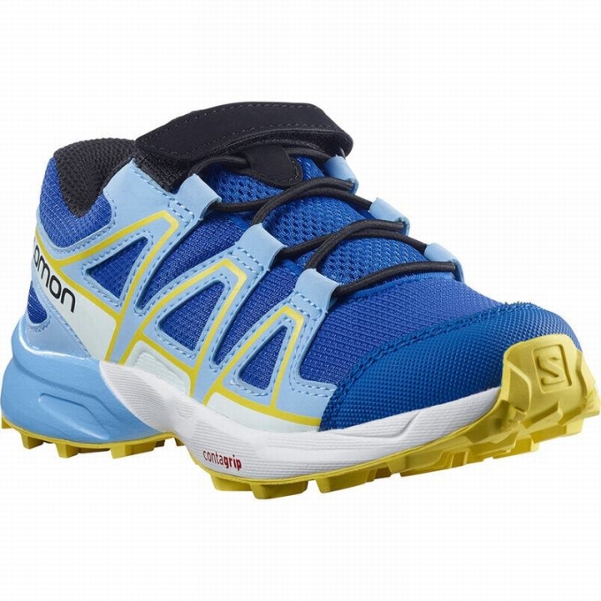 Blue / Lemon Salomon SPEEDCROSS Kids' Trail Running Shoes | AE-980BHFA