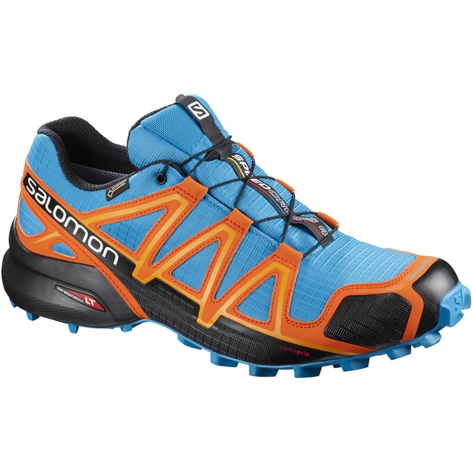 Blue / Orange / Black Salomon SPEEDCROSS 4 GTX Men\'s Trail Running Shoes | AE-426TZDV