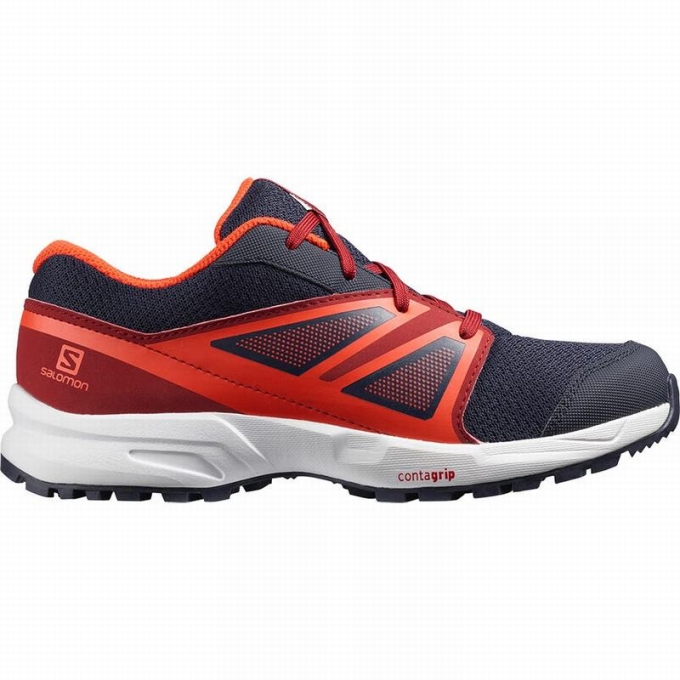 Blue / Red Salomon SENSE J Kids' Running Shoes | AE-469YVMI