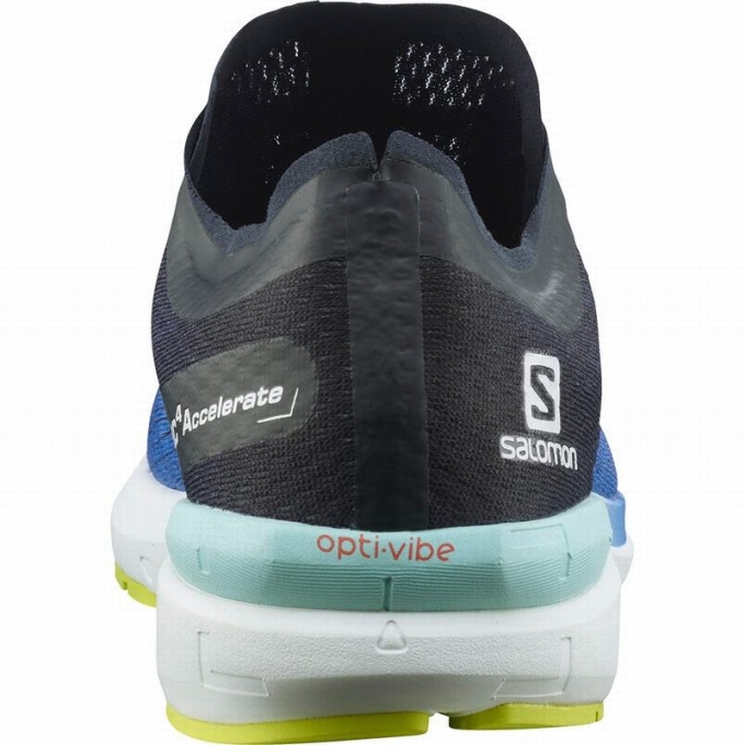 Blue / White Salomon SONIC 4 ACCELERATE Men's Running Shoes | AE-480SMUR