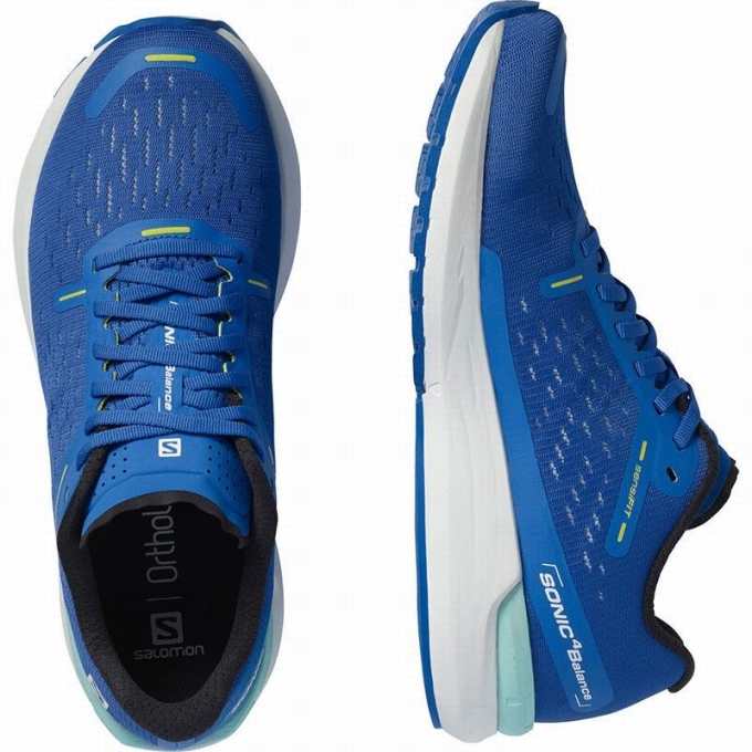 Blue / White Salomon SONIC 4 BALANCE Men's Road Running Shoes | AE-168OJMW