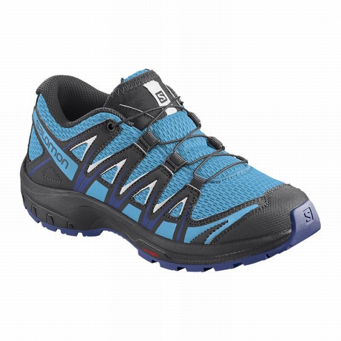 Blue / White Salomon XA PRO 3D J Kids\' Hiking Shoes | AE-826SGTM