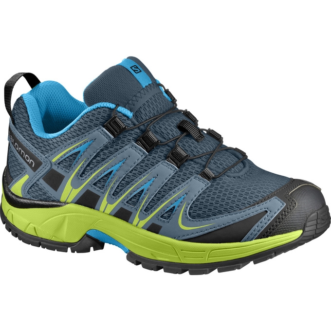 Blue / Yellow Salomon XA PRO 3D K Kids\' Trail Running Shoes | AE-527ATDK