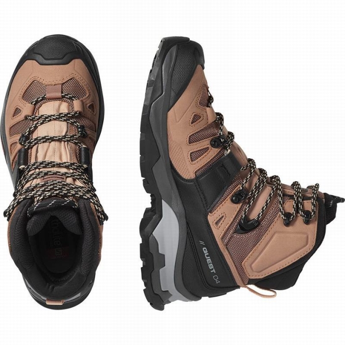 Brown / Black Salomon QUEST 4 GORE-TEX Women's Hiking Boots | AE-169HXCM