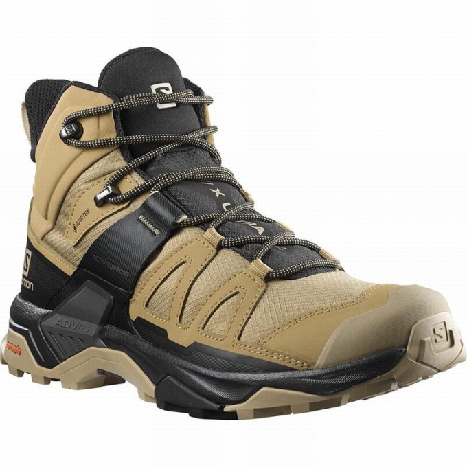 Brown / Black Salomon X ULTRA 4 MID GORE-TEX Men's Hiking Boots | AE-395HKXR