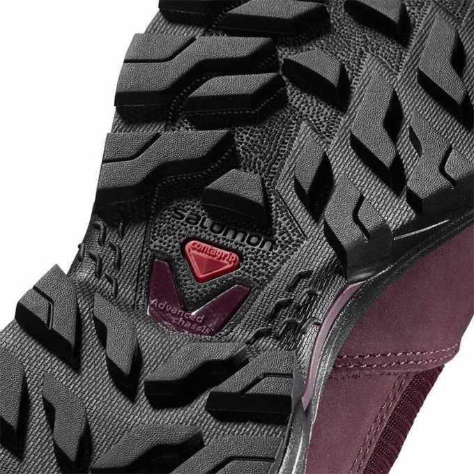 Burgundy / Black Salomon OUTWARD GORE-TEX Women's Hiking Boots | AE-960WIDE