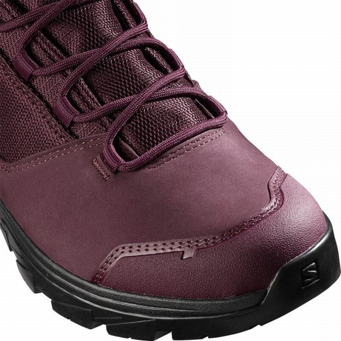 Burgundy / Black Salomon OUTWARD GORE-TEX Women's Hiking Boots | AE-960WIDE