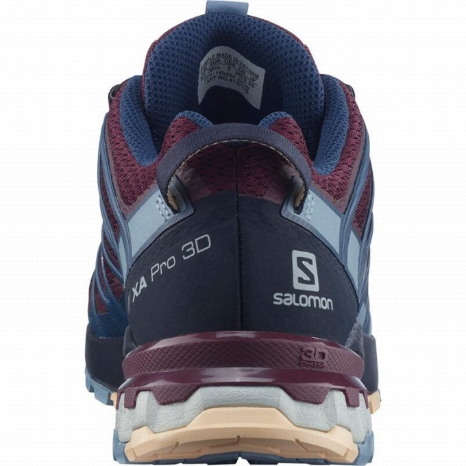 Burgundy / Blue Salomon XA PRO 3D V8 Women's Hiking Shoes | AE-853ZMVO