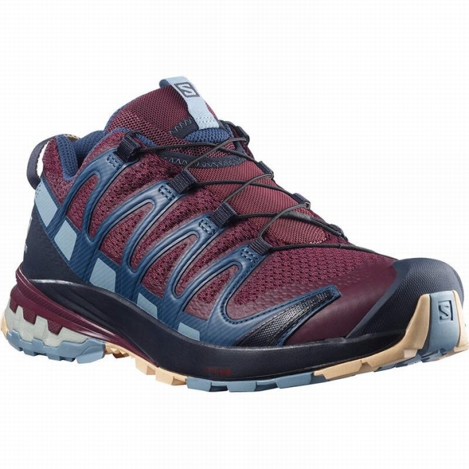 Burgundy / Blue Salomon XA PRO 3D V8 Women's Hiking Shoes | AE-853ZMVO