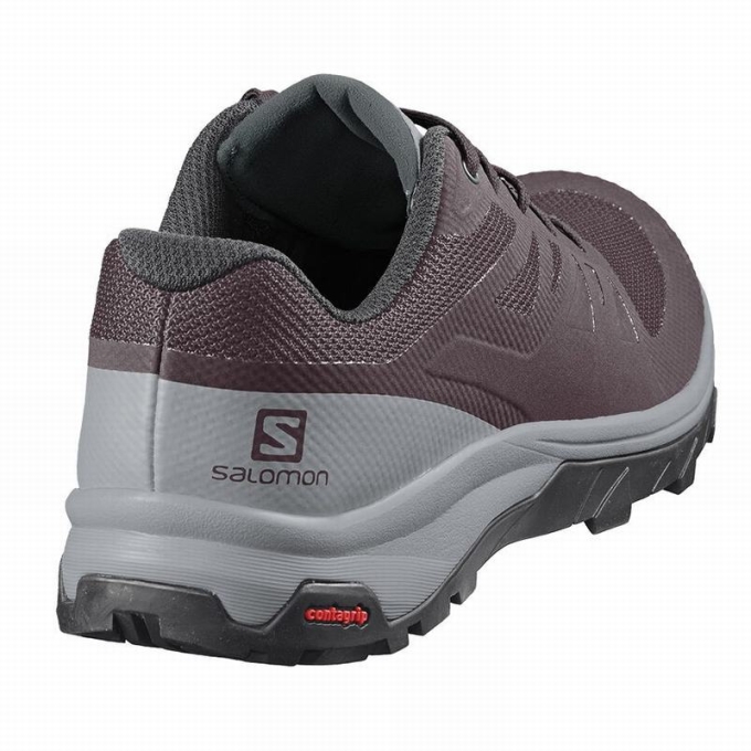 Burgundy / Green Salomon OUTLINE Women's Hiking Shoes | AE-965QLMJ