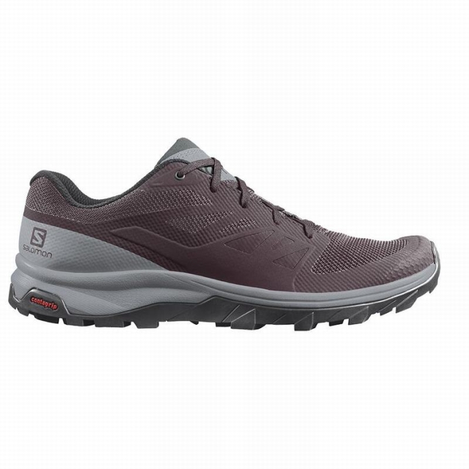 Burgundy / Green Salomon OUTLINE Women's Hiking Shoes | AE-965QLMJ