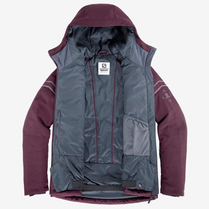 Burgundy Salomon EDGE Woinsulated Jacket Hoodie Ski Women's Jackets | AE-548SJVU