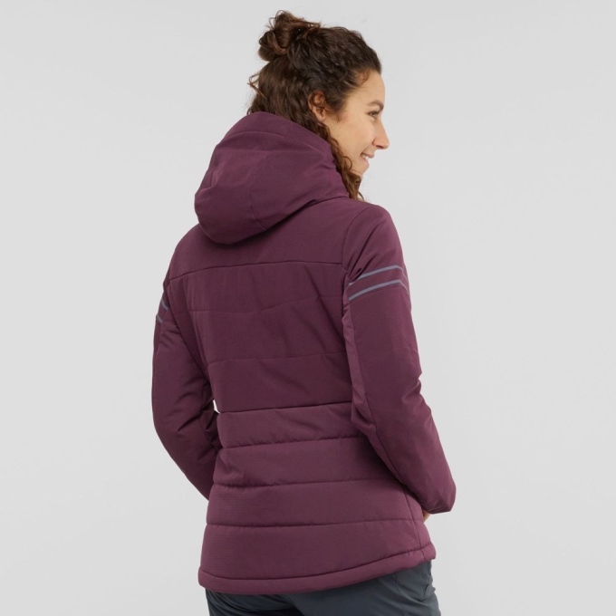 Burgundy Salomon EDGE Woinsulated Jacket Hoodie Ski Women's Jackets | AE-548SJVU