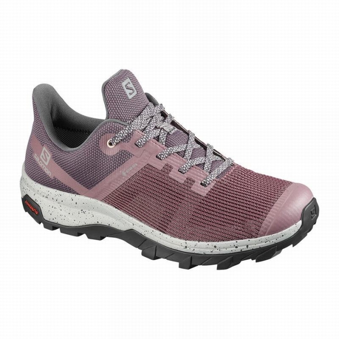 Burgundy Salomon OUTLINE PRISM GORE-TEX Women\'s Hiking Shoes | AE-689APGE