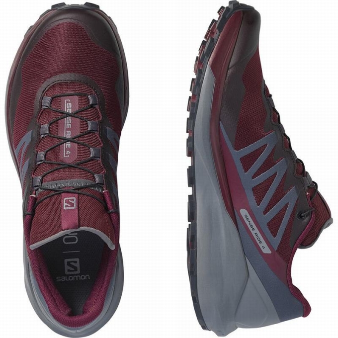 Burgundy Salomon SENSE RIDE 4 Women's Running Shoes | AE-758XCNA