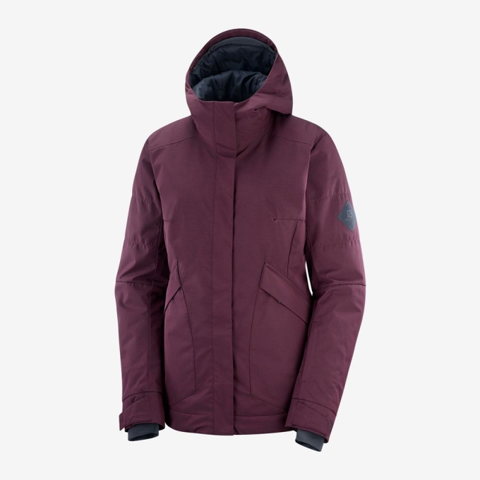 Burgundy Salomon SNOW REBEL Ski Women's Jackets | AE-910ZBXD