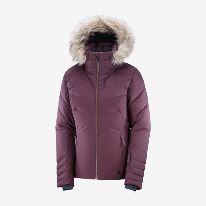 Burgundy Salomon WARM AMBITION W Ski Women's Jackets | AE-968EIQK