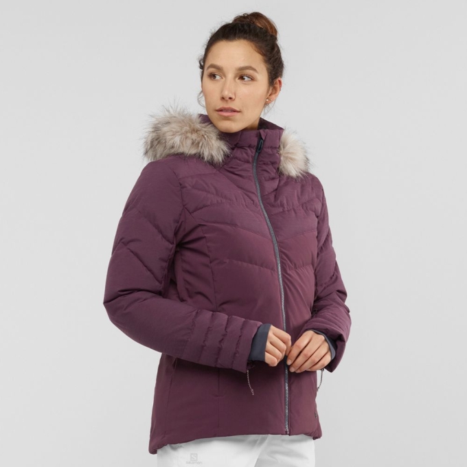 Burgundy Salomon WARM AMBITION W Ski Women\'s Jackets | AE-968EIQK