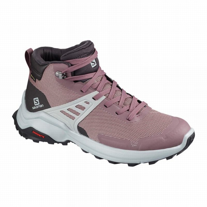 Burgundy Salomon X RAISE MID GORE-TEX Women\'s Hiking Shoes | AE-023TBUS