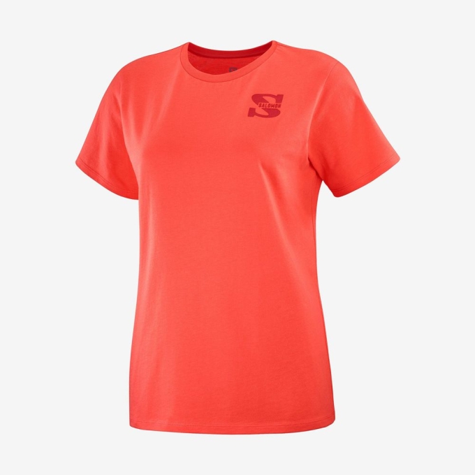 Coral Salomon OUTLIFE SMALL LOGO SS W Short Sleeve Women's T Shirts | AE-346KFBM