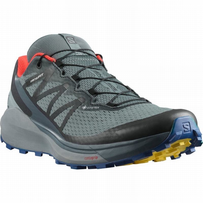 Dark Blue / Black Salomon SENSE RIDE 4 GORE-TEX INVISIBLE FIT Men's Trail Running Shoes | AE-136QHRZ