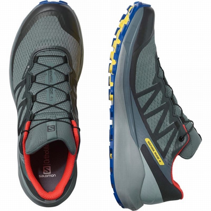 Dark Blue / Black Salomon SENSE RIDE 4 GORE-TEX INVISIBLE FIT Men's Trail Running Shoes | AE-136QHRZ