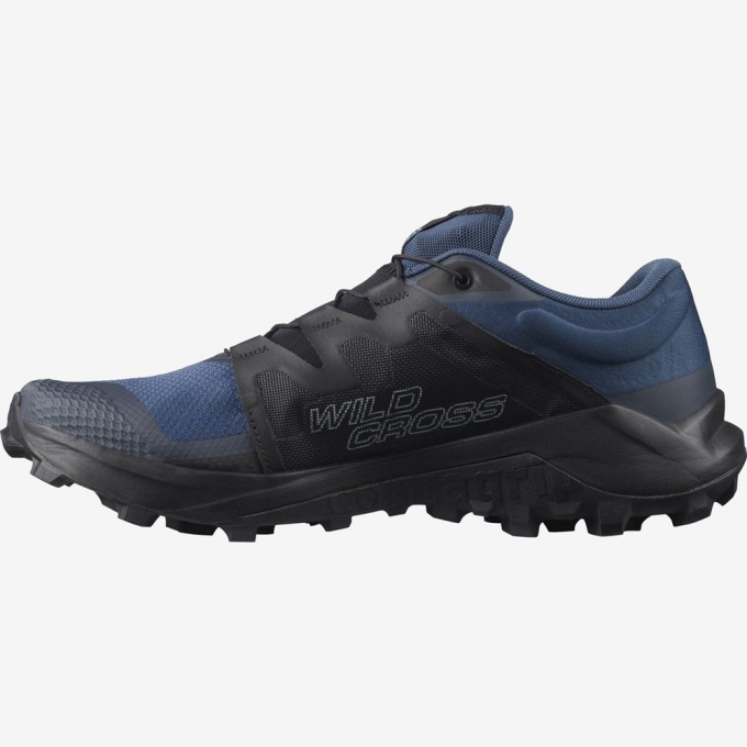 Dark Denim / Black / Navy Salomon WILDCROSS Men's Trail Running Shoes | AE-382SFWD