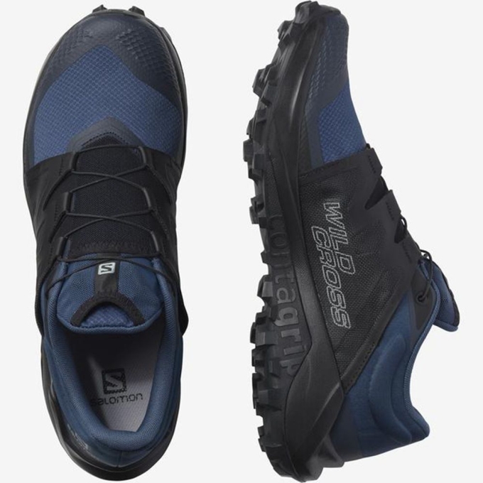 Dark Denim / Black / Navy Salomon WILDCROSS Men's Trail Running Shoes | AE-382SFWD