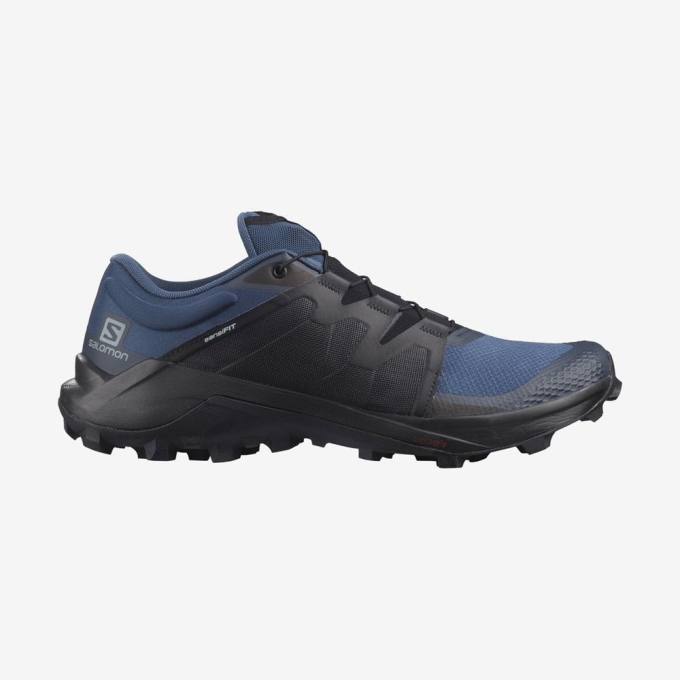 Dark Denim / Black / Navy Salomon WILDCROSS Men\'s Trail Running Shoes | AE-382SFWD