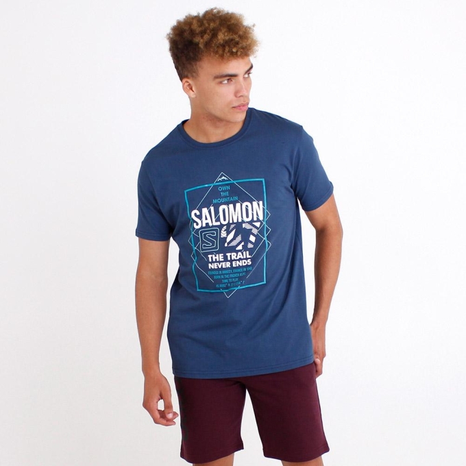 Dark Denim Salomon FORT SS M Men's T Shirts | AE-371TOGV