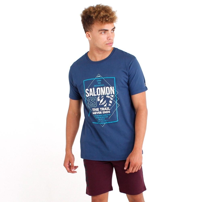 Dark Denim Salomon FORT SS M Men's T Shirts | AE-371TOGV