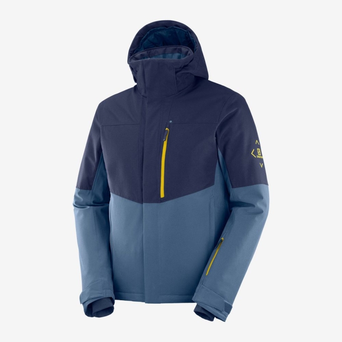 Dark Denim Salomon SPEED Ski Men's Jackets | AE-405FUGA