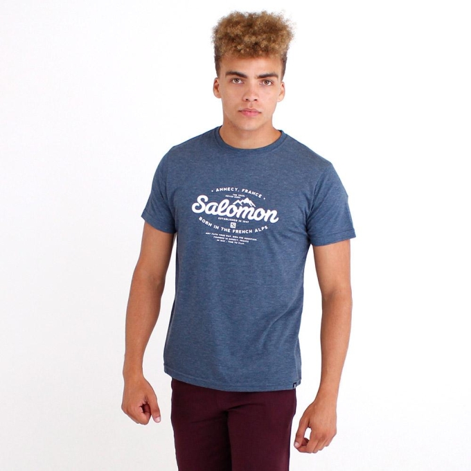 Dark Denim Salomon SPRUCE SS M Men's T Shirts | AE-084IGLF