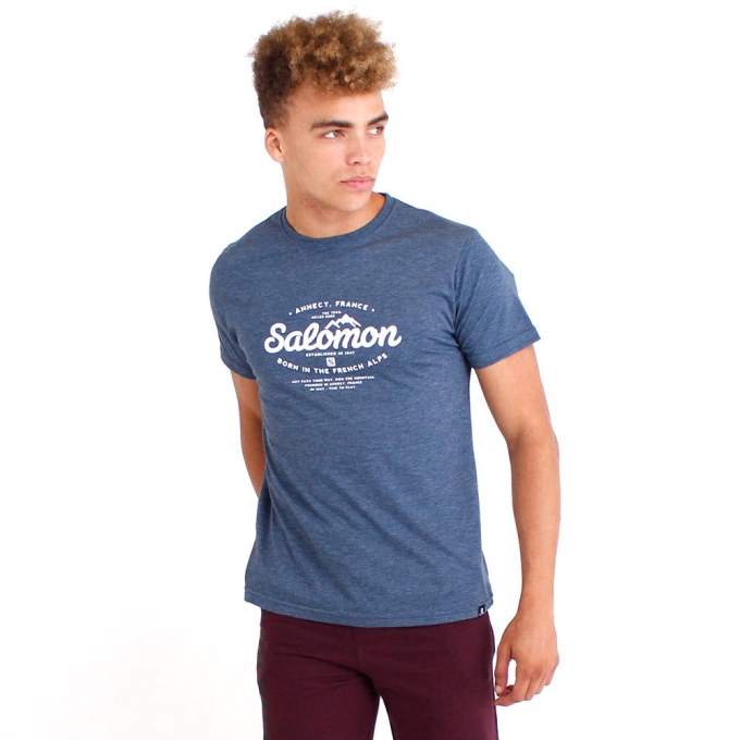 Dark Denim Salomon SPRUCE SS M Men's T Shirts | AE-084IGLF