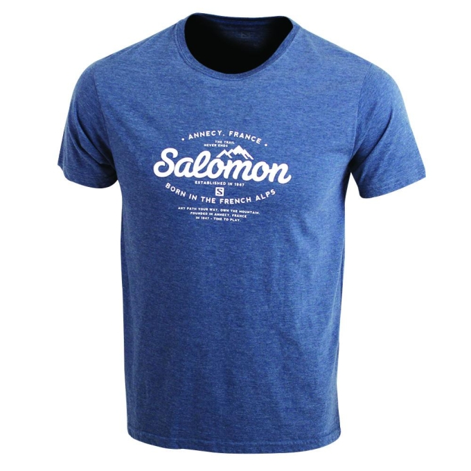 Dark Denim Salomon SPRUCE SS M Men\'s T Shirts | AE-084IGLF