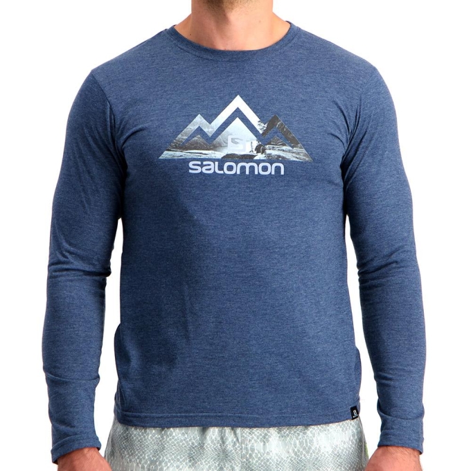 Dark Denim Salomon TIP TOE LS M Men's T Shirts | AE-382VHPK