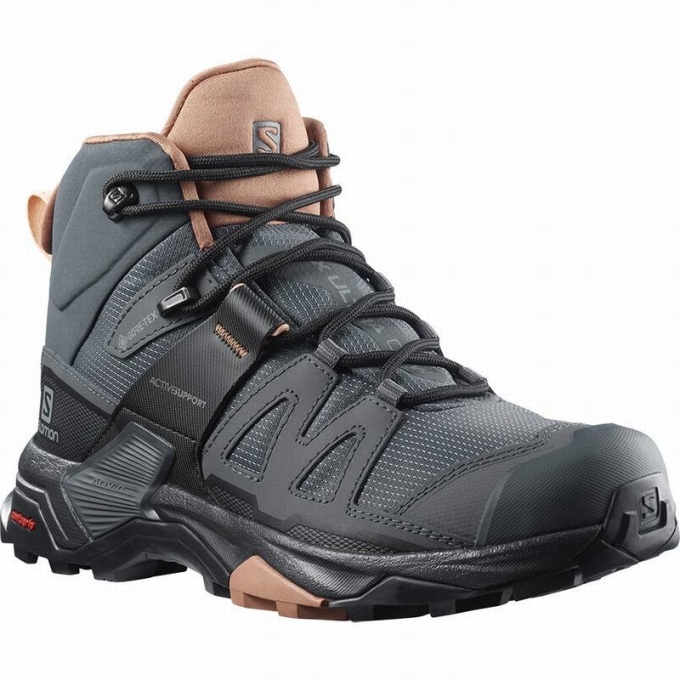 Dark Grey / Cream Salomon X ULTRA 4 MID GORE-TEX Women's Hiking Boots | AE-354CEFK