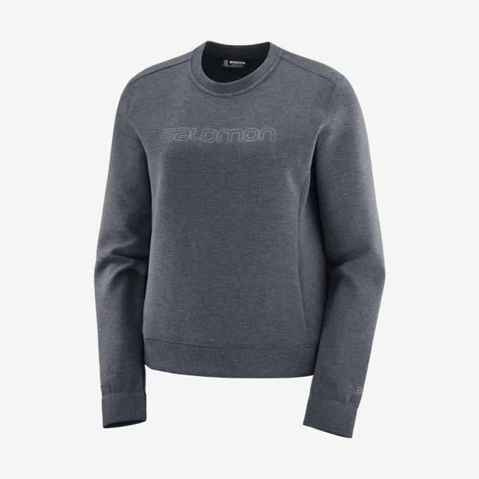 Dark Grey Salomon COMET CREW NECK PULL W Women's Midlayers | AE-945XNIA