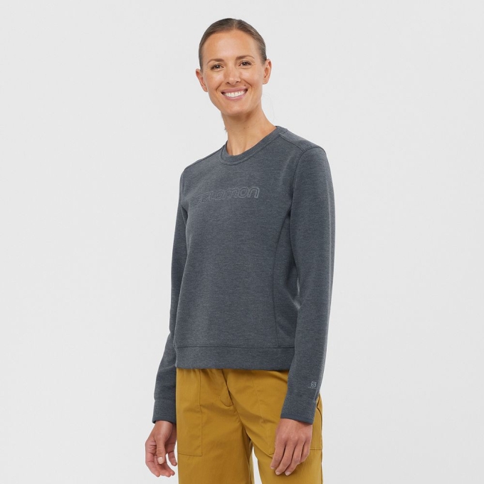 Dark Grey Salomon COMET CREW NECK PULL W Women\'s Midlayers | AE-945XNIA