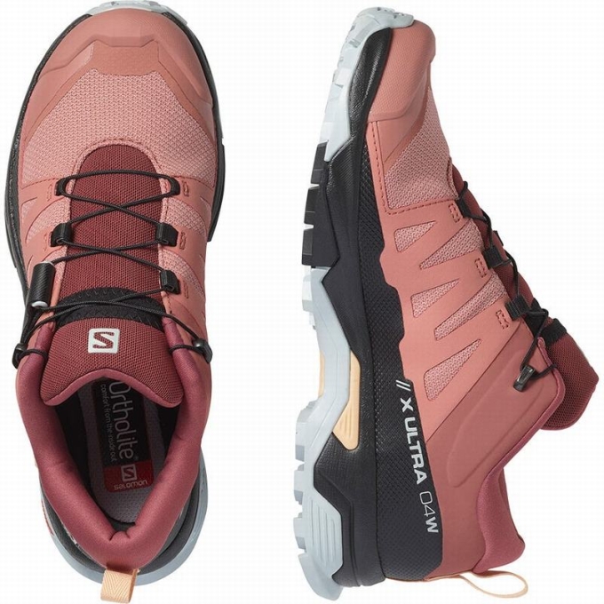 Dark Red / Cream Salomon X ULTRA 4 Women's Hiking Shoes | AE-859AFUP